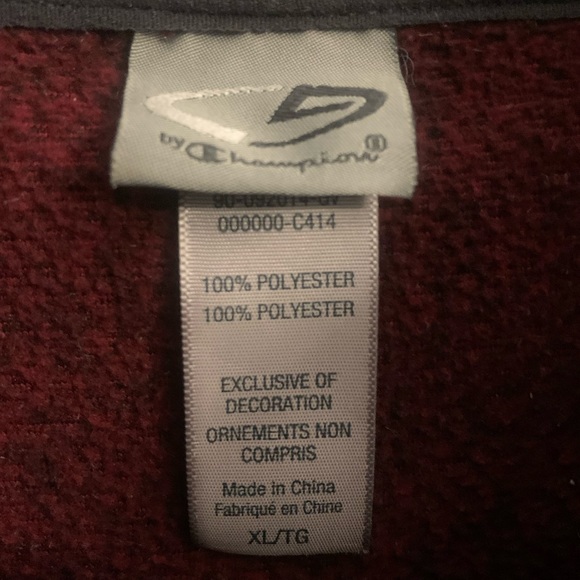 Champion Men’s XL Burgundy Wine Fleece Pullover 1/4 Zip Shirt Jacket EUC - Picture 4 of 4